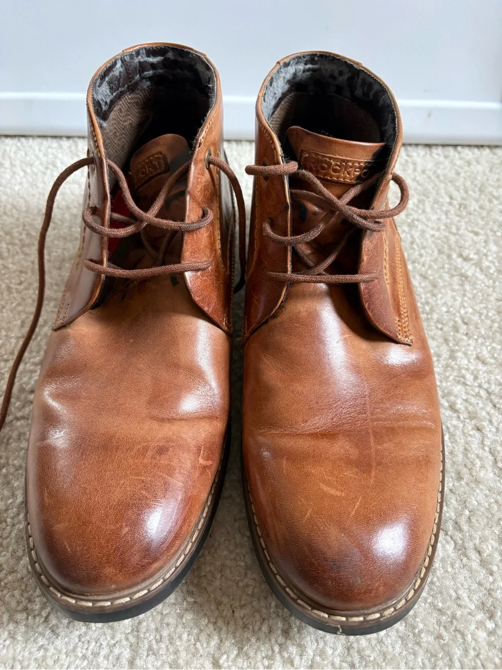 Rockport Men's Cognac Leather Lace-Up Boots